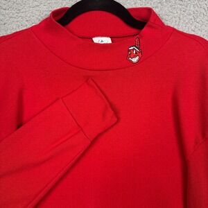 VTG Cleveland Indians Shirt‎ Men XL Red Majestic Guardians Chief Wahoo Mockneck